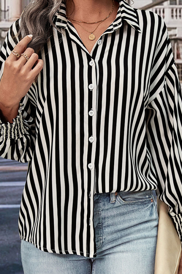 Black Button Up Zebra Stripes Shirt 