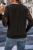 Black Lace Sleeves Pullover Sweatshirt