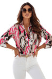 Rose Abstract Print Roll-tab Sleeve Chest Pocket Shirt