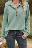 Plain Jacquard Button Pullover Sweatshirt
