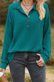 Plain Jacquard Button Pullover Sweatshirt