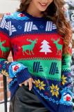 Blue Christmas Tree Snowflake Pullover Sweater 