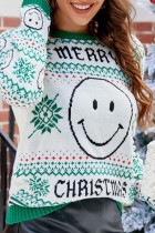 Green Smile Face Christmas Sweater 