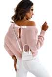 Pink Ribbon Bow Knot Dolman Sleeve Sweater