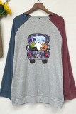 Trick Or Treat Color Block Sleeves Plus Size Top