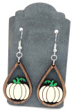 Pumpkin Wooded Halloween Earrings