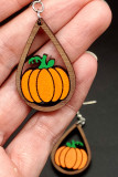 Pumpkin Wooded Halloween Earrings