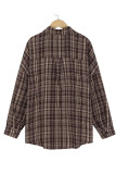 Plaid Open Button Long Sleeves Blouse 