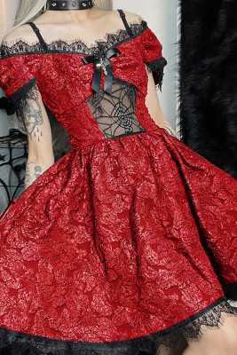 Hallowee Goth Style Lace Spaghetti Dress 