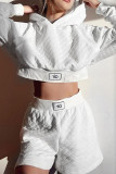 White Long Sleeves Hoodie with Short 2pcs Set