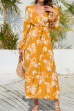 Puff Sleeves Floral Maxi Dress 