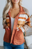 Brown Quilted Patch Pockets Aztec Furry Jacket