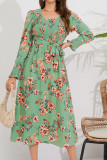 Smocked Long Sleeves Floral Maxi Dress