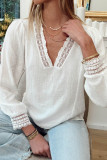 White Lace Patchwork Textured Blouse