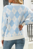 Geometric Knit High Collar Pullover Sweater