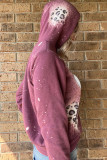 Leopard Tie Dye Print Kangaroo Pocket Pullover Hoodie