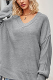 V Neck Stitching Pullover Sweater 