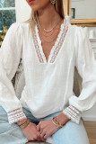 White Lace Patchwork Textured Blouse