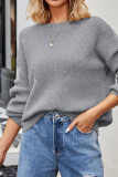 Plain Slope Shoulder Knit Sweater