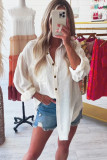 Beige Chest Pocket Buttoned Loose Fit Shirt