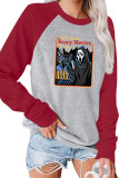 Let's Watch Scary Movies Halloween Print Long Sleeve Top