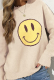 Smile Face Raw Hem Knitting Sweater 