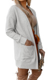 Beige Thermal Waffle Knit Pocketed Cardigan