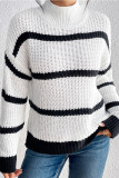 High Collar Striped Knit Sweater