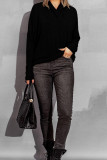 Plain Funnle Collar Long Sleeves Top