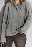 Plain Funnle Collar Long Sleeves Top