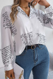 Letter Print Button Up Long Sleeves Shirt 