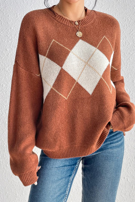 Diamond Knit Pullover Sweater