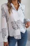 Letter Print Button Up Long Sleeves Shirt 