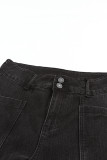Black Exposed Seam Split Flare Jeans