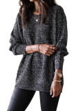 Black Glittering Long Sleeve Tunic Sweater