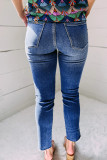 Sky Blue Asymmetrical Skew Button Zip Fly Skinny Jeans
