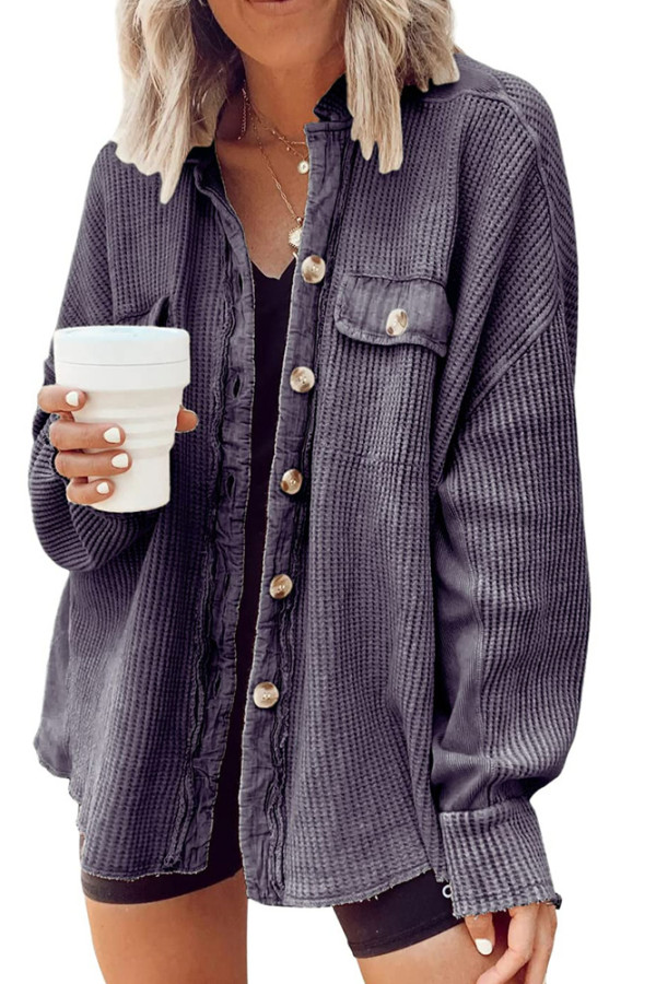 Waffle Button Up Jacket Coat 