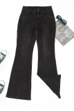 Black Exposed Seam Split Flare Jeans