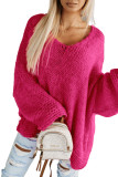 Rose Loose Knitted V Neck Sweater