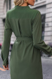 Army Green Button Up Shirt Dress With Sash
