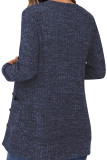 Plain Rib Button Up Pockets Knit Cardigan