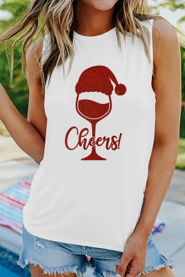 Cheers Wine Glass Santa Hat Tank Top