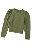 Green Vintage Washed Puff Sleeve Sweatshirt