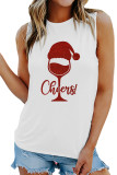 Cheers Wine Glass Santa Hat Tank Top