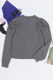 Gray Vintage Washed Puff Sleeve Sweatshirt