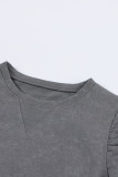 Gray Vintage Washed Puff Sleeve Sweatshirt