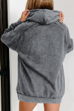 Gray Mineral Wash Kangaroo Pocket Drawstring Pullover Hoodie
