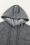 Gray Mineral Wash Kangaroo Pocket Drawstring Pullover Hoodie