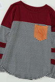 Stripes Pocket Splicing Colorblock Top 