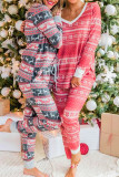 Christmas Reindeer Snowflake Print 2PCS Pajamas Set 